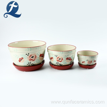 Handmade Painted Three Layer Ceramic Flower Pots